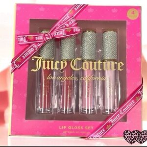 Juicy Couture Lip Gloss Set 4 ct Cherry Candy Sugar Icing Flavor Scent NEW NIB